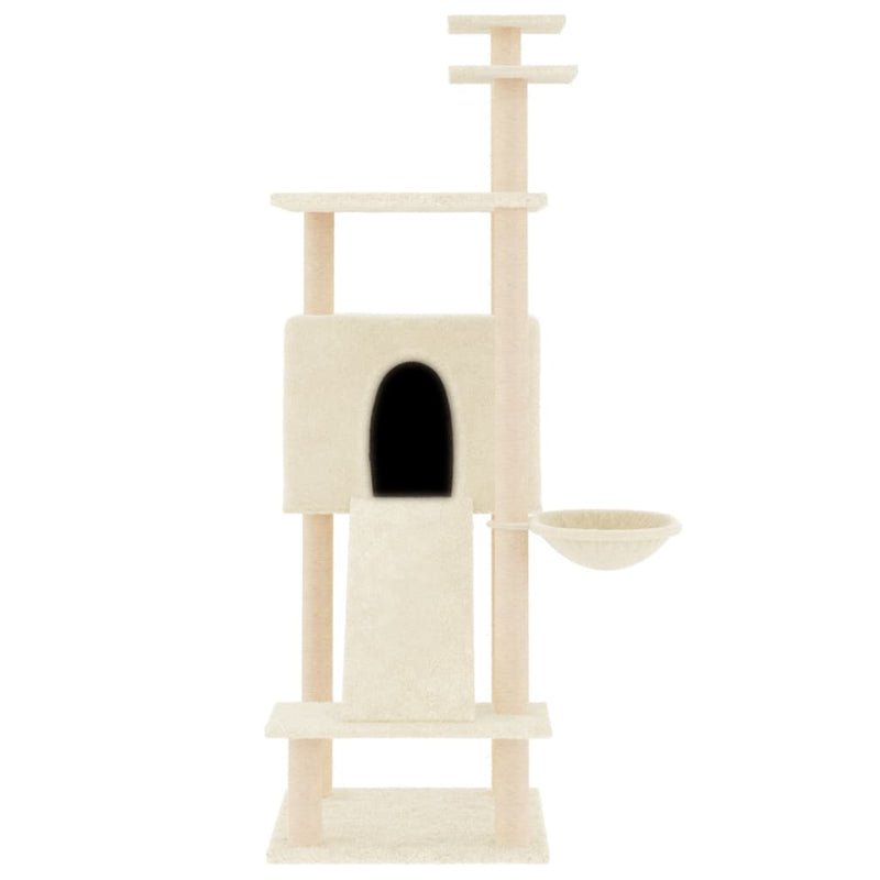 vidaXL Cat Tree with Sisal Scratching Posts Cream 153 cm