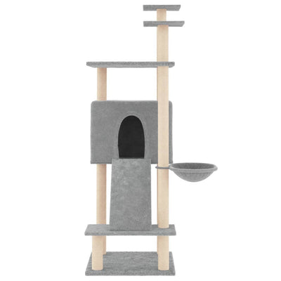 vidaXL Cat Tree with Sisal Scratching Posts Cream 153 cm