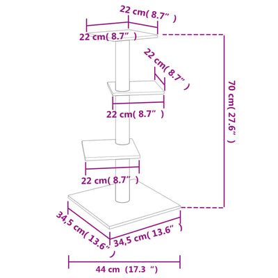vidaXL Cat Tree with Sisal Scratching Posts Cream 85.5 cm