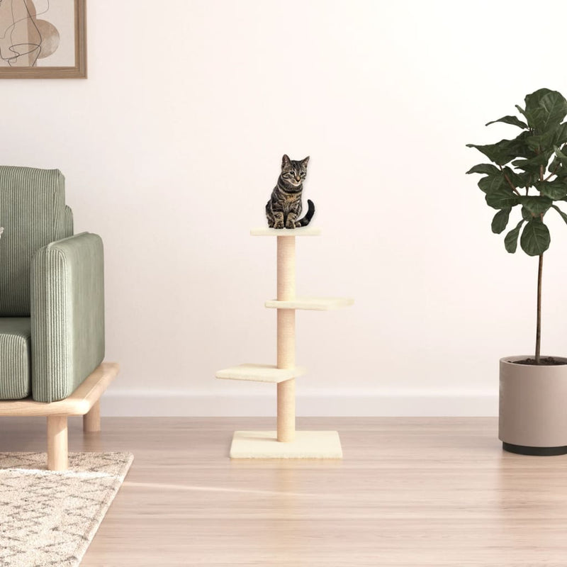 vidaXL Cat Tree with Sisal Scratching Posts Cream 85.5 cm