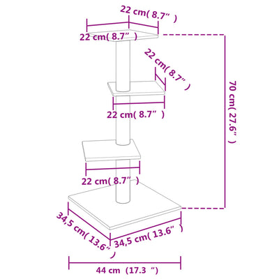 vidaXL Cat Tree with Sisal Scratching Posts Cream 85.5 cm