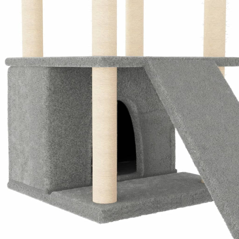 vidaXL Cat Tree with Sisal Scratching Posts Cream 133 cm