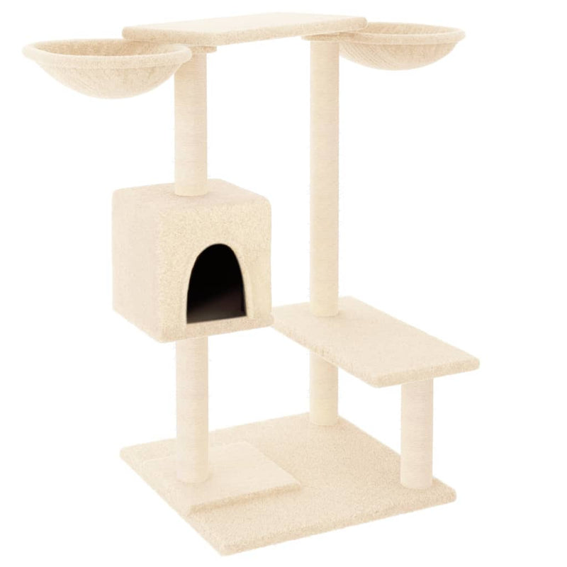 vidaXL Cat Tree with Sisal Scratching Posts Cream 147 cm