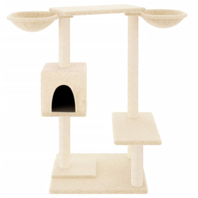 vidaXL Cat Tree with Sisal Scratching Posts Cream 147 cm