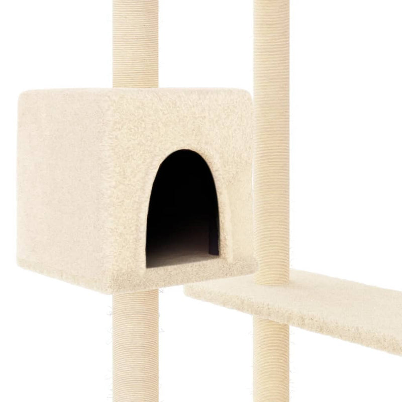 vidaXL Cat Tree with Sisal Scratching Posts Cream 147 cm