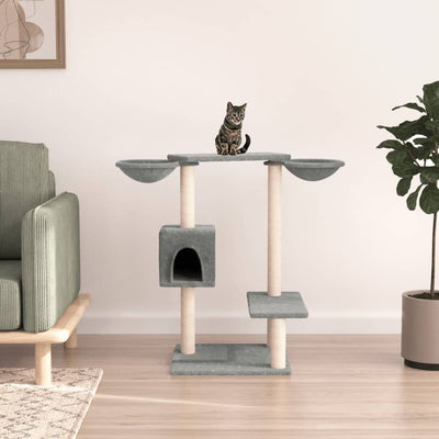 vidaXL Cat Tree with Sisal Scratching Posts Cream 147 cm