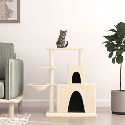 vidaXL Cat Tree with Sisal Scratching Posts Cream 166 cm