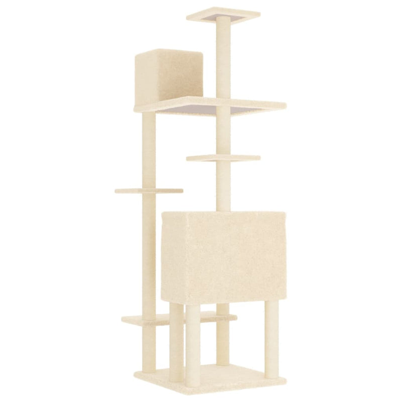 vidaXL Cat Tree with Sisal Scratching Posts Cream 154 cm