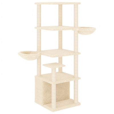 vidaXL Cat Tree with Sisal Scratching Posts Cream 147 cm