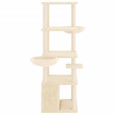 vidaXL Cat Tree with Sisal Scratching Posts Cream 147 cm