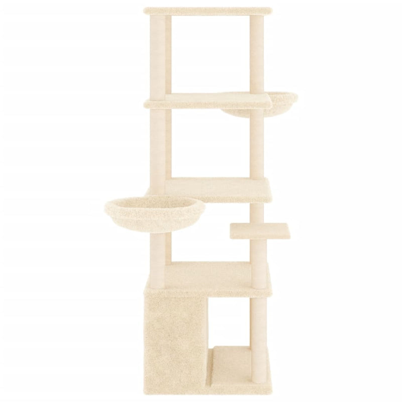 vidaXL Cat Tree with Sisal Scratching Posts Cream 147 cm