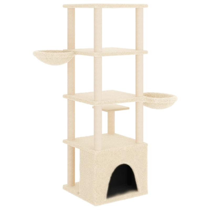 vidaXL Cat Tree with Sisal Scratching Posts Cream 147 cm