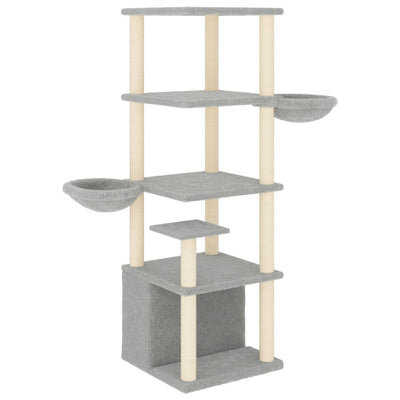 vidaXL Cat Tree with Sisal Scratching Posts Cream 147 cm