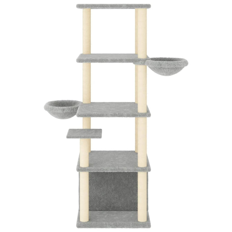 vidaXL Cat Tree with Sisal Scratching Posts Cream 147 cm