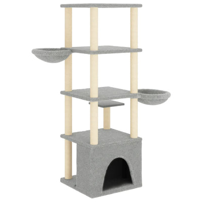 vidaXL Cat Tree with Sisal Scratching Posts Cream 147 cm
