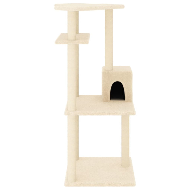 vidaXL Cat Tree with Sisal Scratching Posts Cream 123 cm