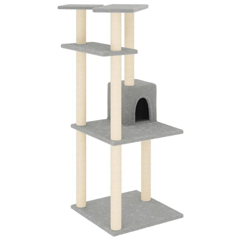 vidaXL Cat Tree with Sisal Scratching Posts Cream 123 cm