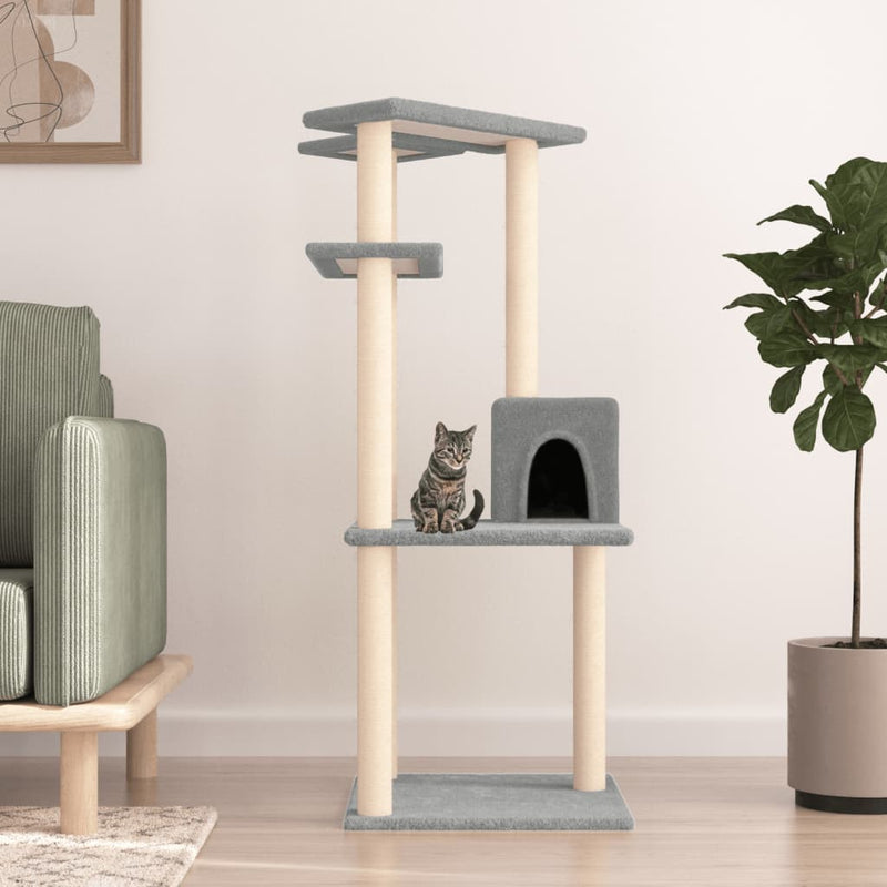 vidaXL Cat Tree with Sisal Scratching Posts Cream 123 cm