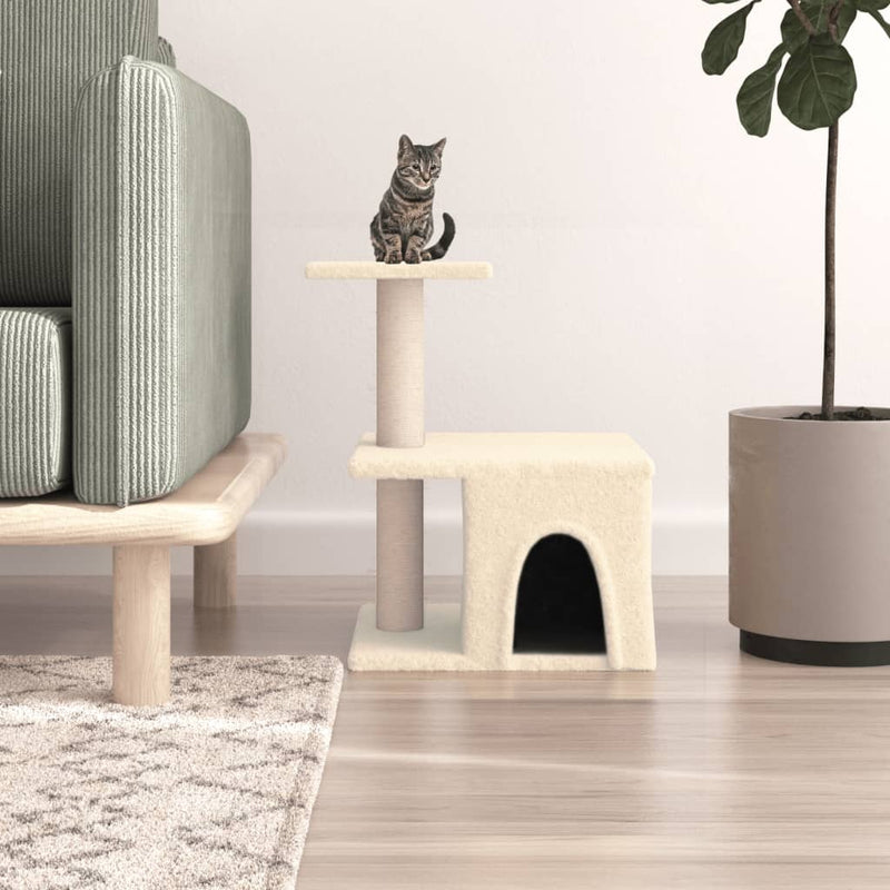vidaXL Cat Tree with Sisal Scratching Posts Cream 123 cm