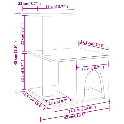 vidaXL Cat Tree with Sisal Scratching Posts Cream 123 cm