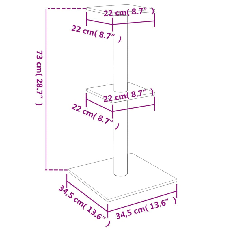 vidaXL Cat Tree with Sisal Scratching Posts Cream 85.5 cm