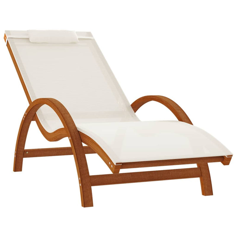 vidaXL Sun Lounger with Pillow Grey Textilene and Solid Wood Poplar