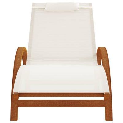 vidaXL Sun Lounger with Pillow Grey Textilene and Solid Wood Poplar