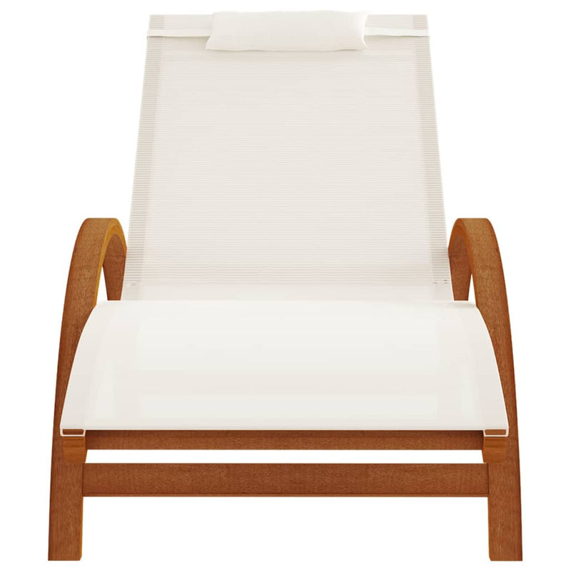 vidaXL Sun Lounger with Pillow Grey Textilene and Solid Wood Poplar