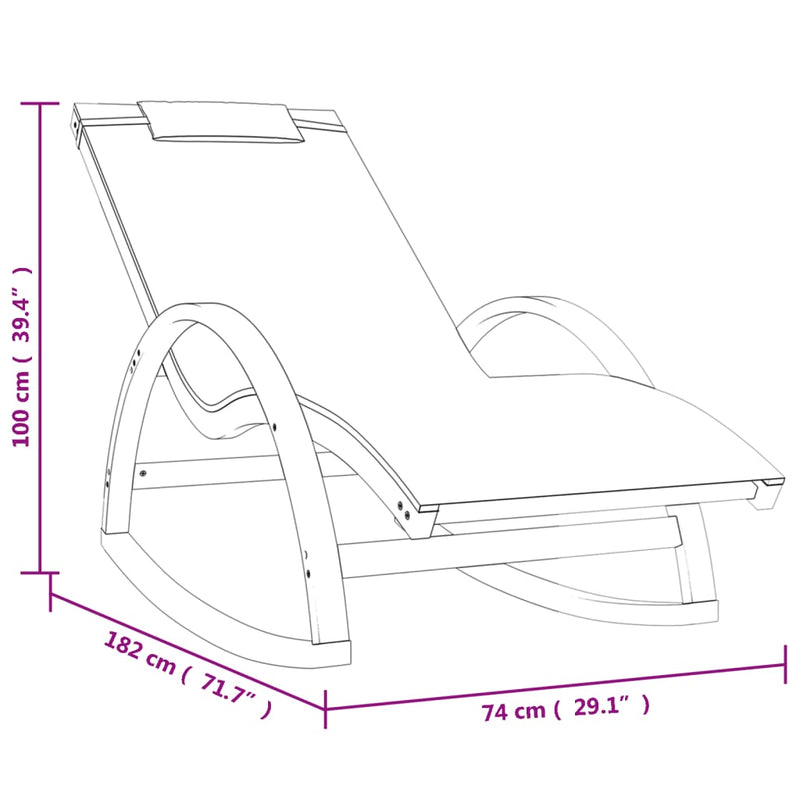 vidaXL Rocking Chair Grey Textilene and Solid Wood Poplar