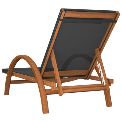 vidaXL Sun Lounger with Pillow Grey Textilene and Solid Wood Poplar