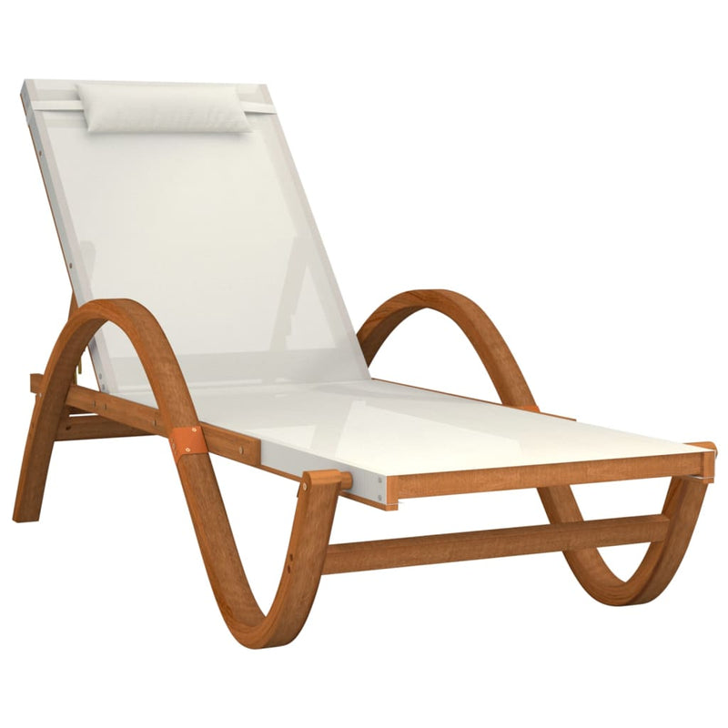 vidaXL Sun Lounger with Pillow Grey Textilene and Solid Wood Poplar