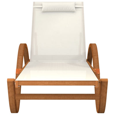vidaXL Sun Lounger with Pillow Grey Textilene and Solid Wood Poplar