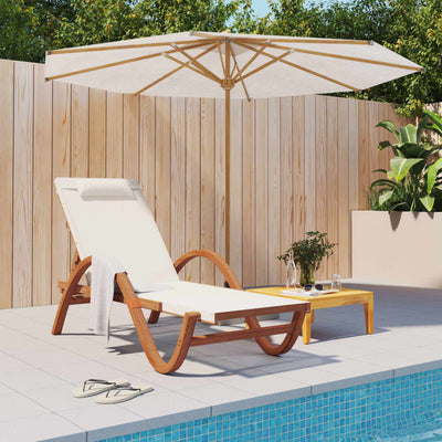 vidaXL Sun Lounger with Pillow Grey Textilene and Solid Wood Poplar