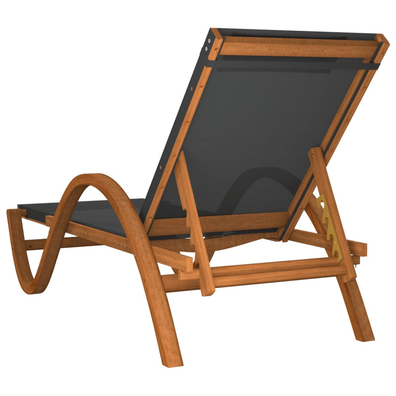 vidaXL Sun Lounger with Pillow Grey Textilene and Solid Wood Poplar