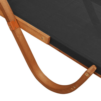 vidaXL Sun Lounger with Canopy Grey Textilene and Solid Wood Poplar