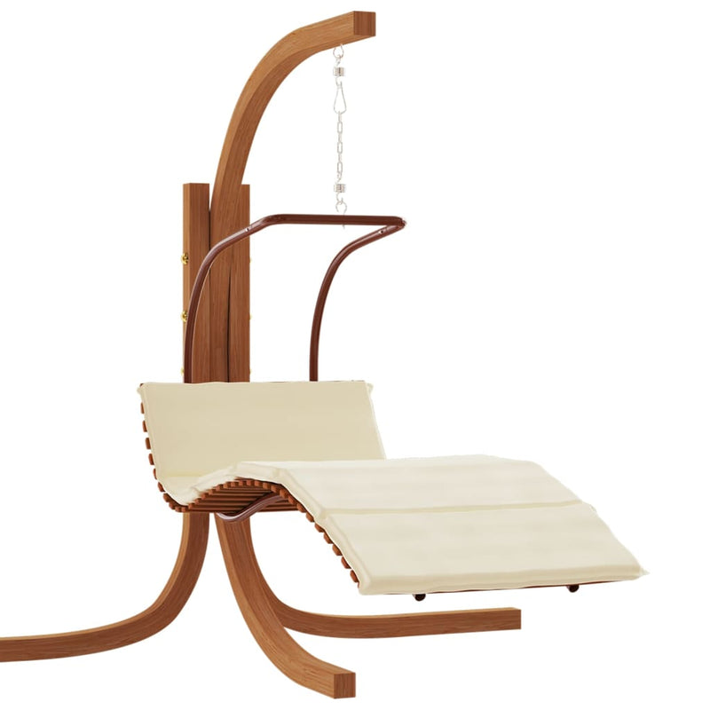 vidaXL Swing Chair with Cushion Fabric and Solid Wood Poplar