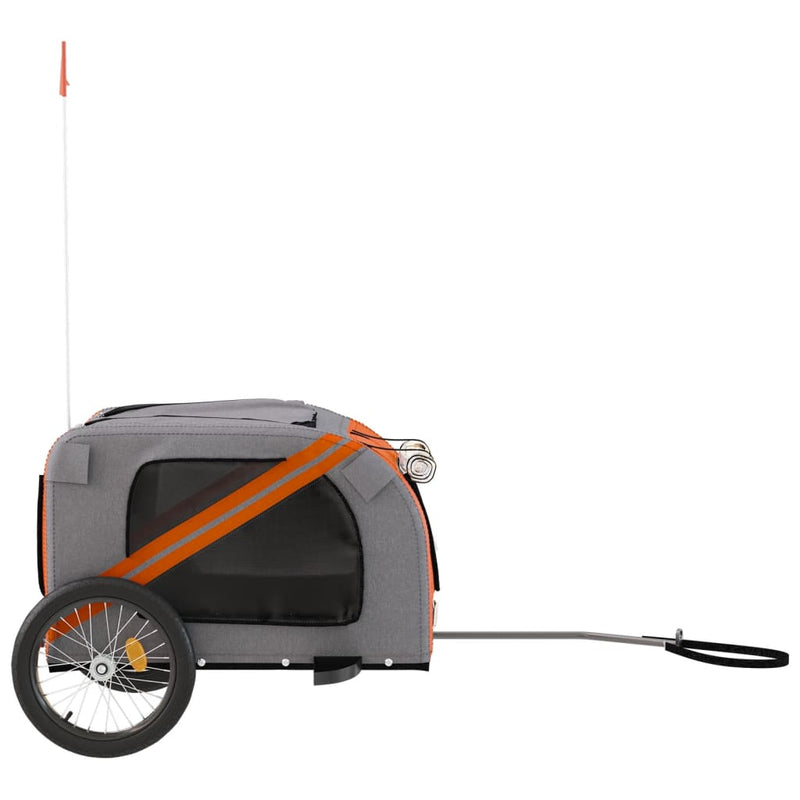 vidaXL Pet Bike Trailer Grey and Black Oxford Fabric&Iron
