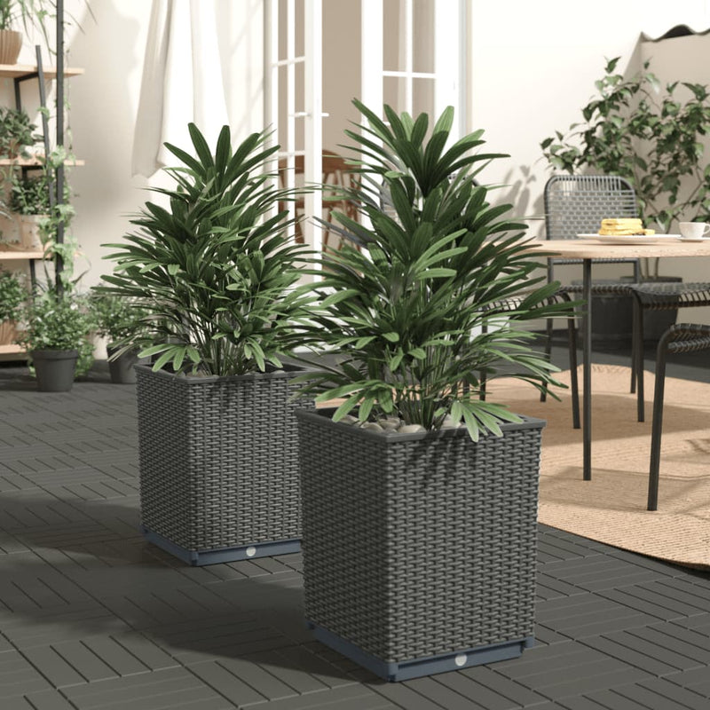 vidaXL Planters 4 pcs Black 30x30x37 cm Polypropylene