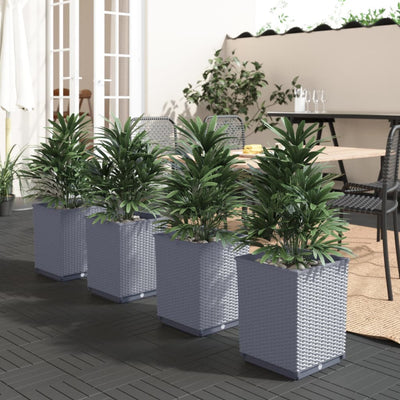 vidaXL Planters 4 pcs Black 30x30x37 cm Polypropylene