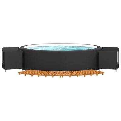 vidaXL Hot Tub Surround Black Poly Rattan and Solid Wood Acacia