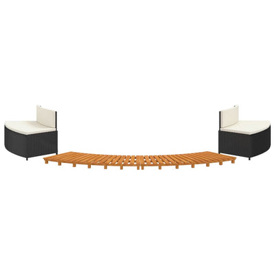vidaXL Hot Tub Surround Grey Poly Rattan and Solid Wood Acacia