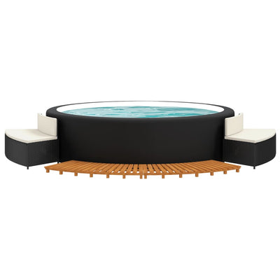 vidaXL Hot Tub Surround Grey Poly Rattan and Solid Wood Acacia