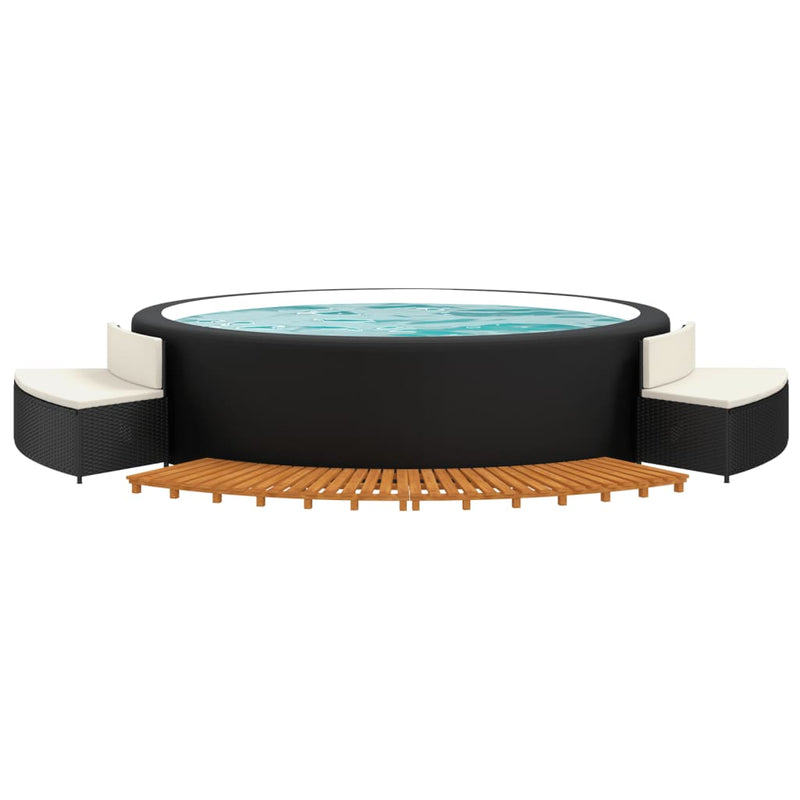 vidaXL Hot Tub Surround Grey Poly Rattan and Solid Wood Acacia