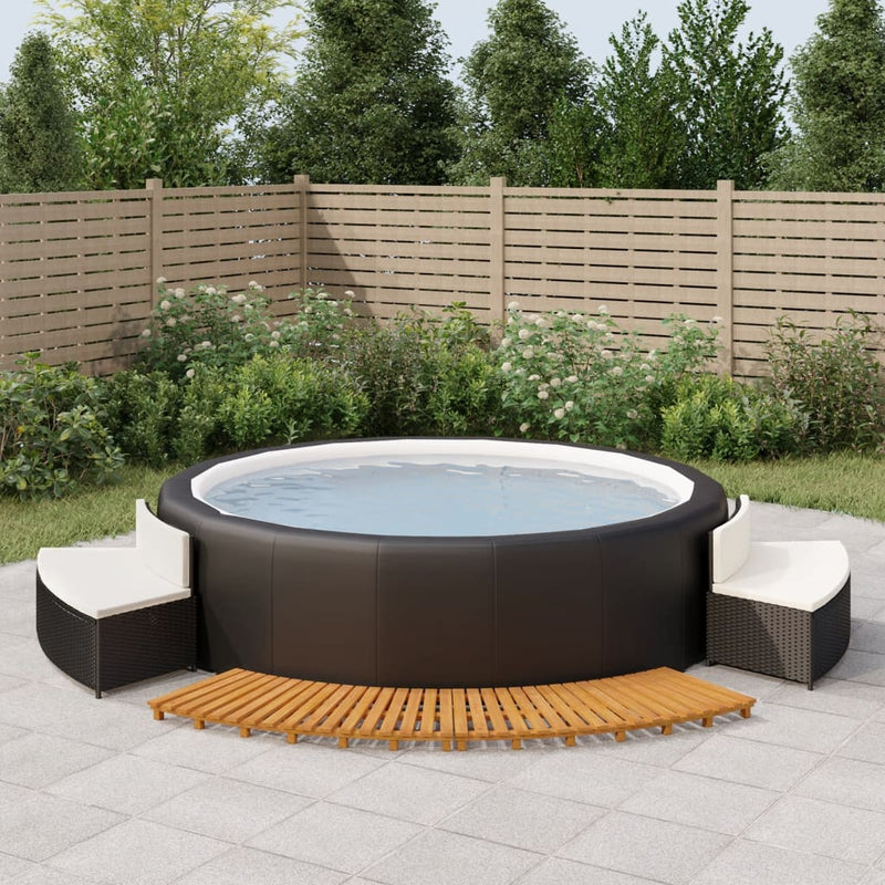 vidaXL Hot Tub Surround Grey Poly Rattan and Solid Wood Acacia