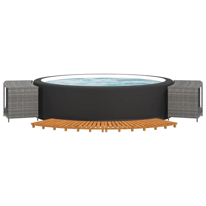 vidaXL Hot Tub Surround Black Poly Rattan and Solid Wood Acacia