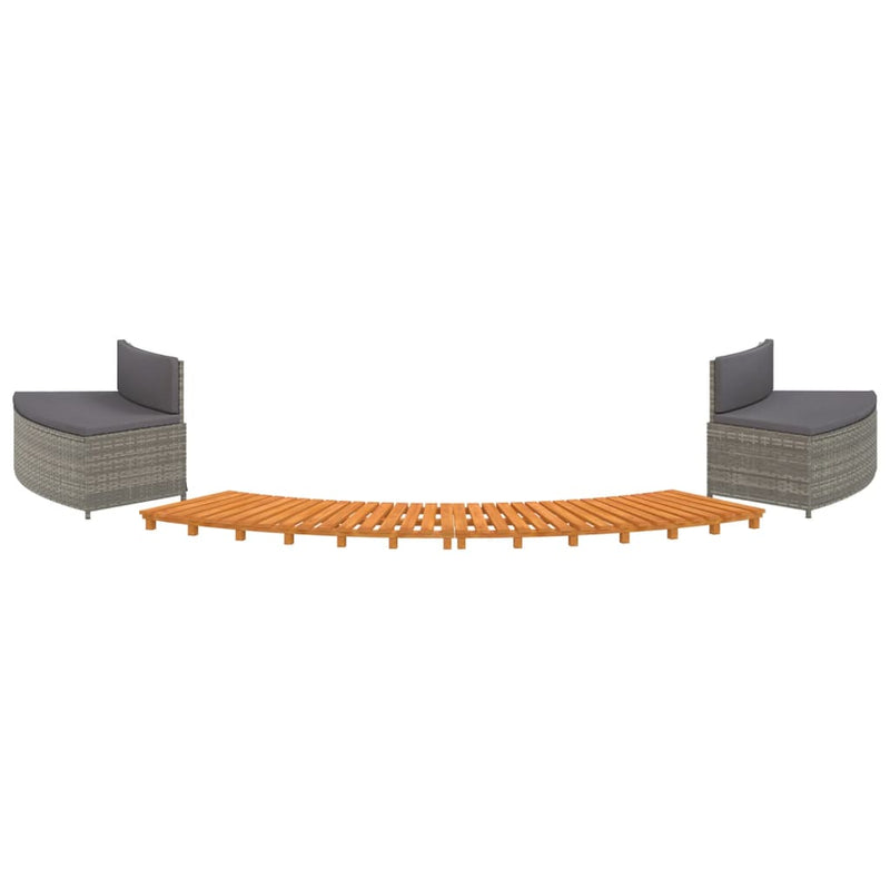 vidaXL Hot Tub Surround Grey Poly Rattan and Solid Wood Acacia
