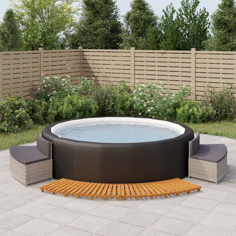 vidaXL Hot Tub Surround Grey Poly Rattan and Solid Wood Acacia