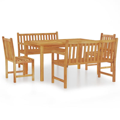 vidaXL 4 Piece Garden Dining Set Solid Wood Teak