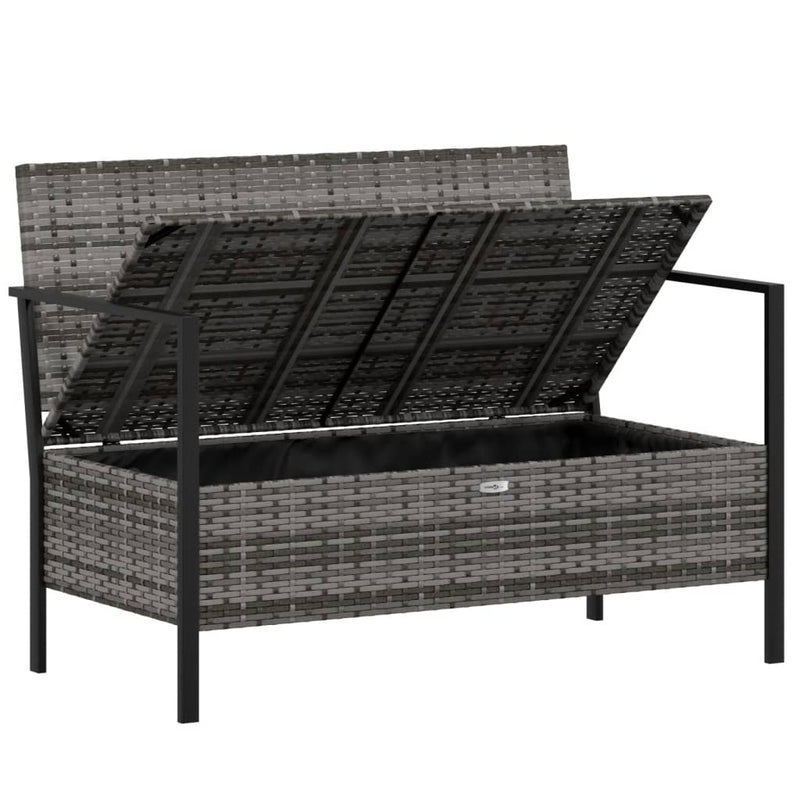 vidaXL 2-Seater Garden Bench with Cushions Black Poly Rattan