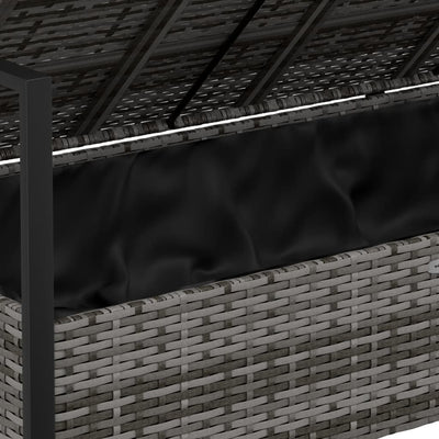 vidaXL 2-Seater Garden Bench with Cushions Black Poly Rattan